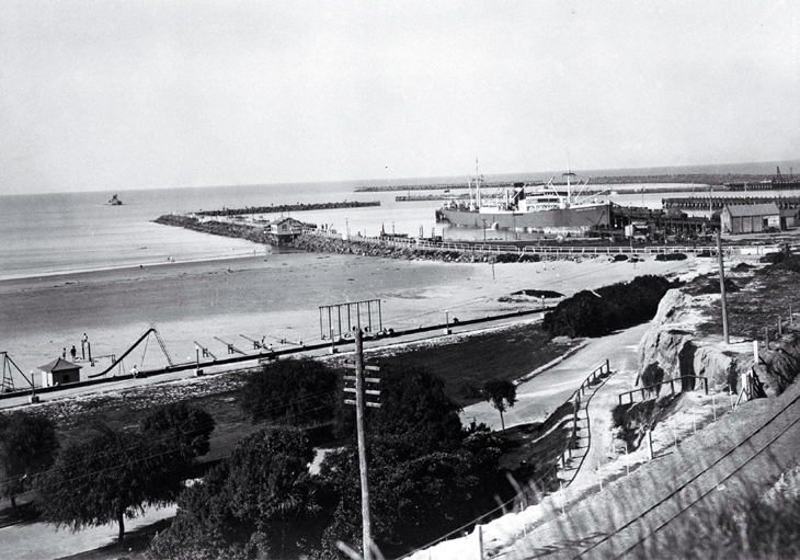 A view of the Port of Timaru from the promenade above Caroline Bay 
