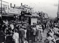 The last tram travels from the New Brighton Post Office to the pier [18 Oct. 1952] 
