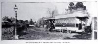 The Fendalton tram shown leaving the terminus in Fendalton outside the entrance to Mona Vale by the railway line [1907?]